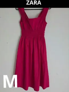 【美品】ZARA BASIC ザラ シャーリングワンピース ピンク S（M相当）