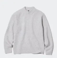 新品未使用タグ付きユニクロスフレヤーンモックネックセーター　ライトグレー