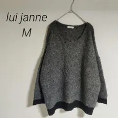 ルイジャンヌ　 グレー✕ブラック Vネック 長袖ニット　セーター