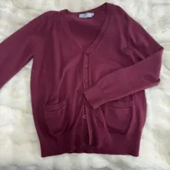 ワインレッド Vネック カーディガン