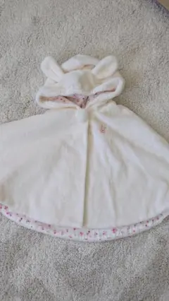 ウサギ耳フリースベビーポンチョ