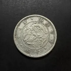 旭日竜10銭銀貨　㉘　明治3年　不明瞭　1870年　アンティークコイン　古銭のサムネイル