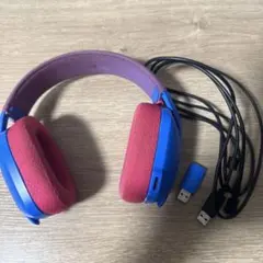 ゲーミングヘッドセット 青と赤 USB接続