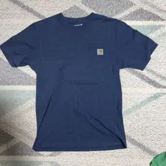 カーハート　ネイビー ポケット付き Tシャツ