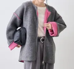 CIAOPANIC TYPY ダブルジップ配色ヤクライクニットジャケット