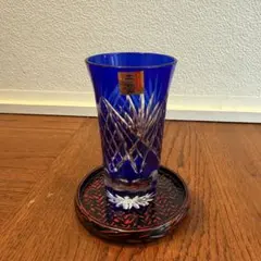 未使用品　浪漫切子DX 一口ビール菱　ビアグラス 5個セット　コースター付き