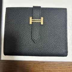 二つ折り財布 ブラック ゴールド金具