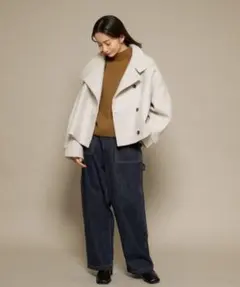 KBF BACKベルトスタンドカラーコート F グレー