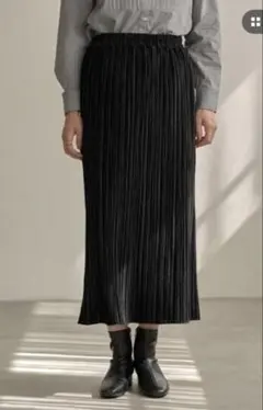 earth music&ecology ベロアプリーツスカート