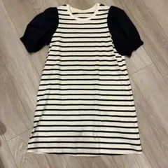 kate spade ストライプ パフスリーブ ワンピース M