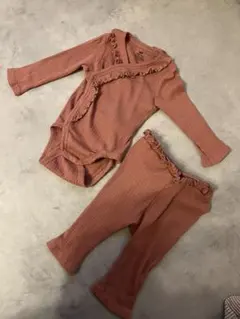 H&M フリル付きロンパースとパンツセット 70cm