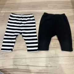 西松屋 ストライプ・UNIQLO黒レギンス 7分丈 2点セット90cm