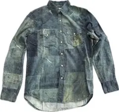 【レア】【美品】デニムアンドサプライ　パッチワーク　プリントシャツ　S