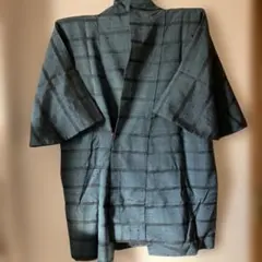 正絹ダークグリーンと黒のストライプ和装コート