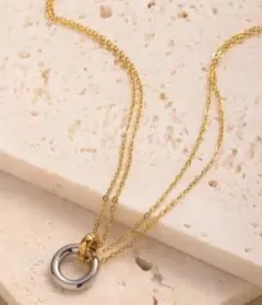 ゴールドシルバー サージカルステンレス リングサークル ネックレス 【爆売れ】