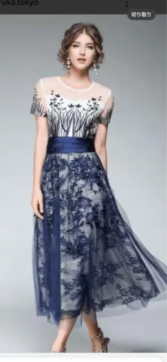 Aラインドレス ネイビー  パーティドレス 新品タグつき