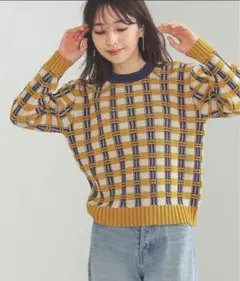 beams heart フクレチェックニット