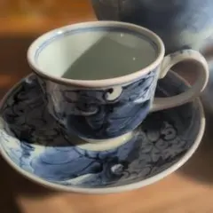 青と白の花模様 カップ・ソーサーセット