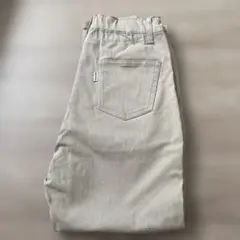 ベージュ　ストレートパンツ　ゴムウエスト　デビロック