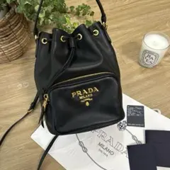 PRADAプラダ　レザーデュエットバケットバッグ　1BH038　ハンドショルダー