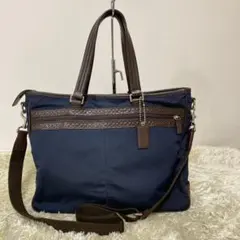 COACH コーチ ビジネスバッグ ナイロン　ネイビー 2way ショルダー
