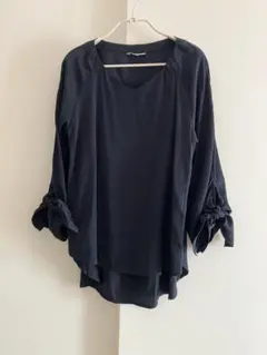 【GRL /グレイル】ネイビー ブラウス 袖リボン フリーサイズ