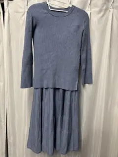 Mila Owen （ミラオーウェン） リブニットセットアップ・ライトブルー