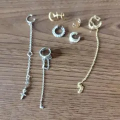 ゴールド シルバー イヤーカフ セット