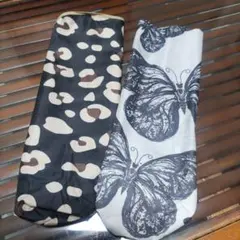 レオパード柄と蝶デザインの折りたたみ傘の袋