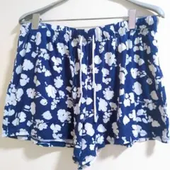 花柄ショートパンツ ネイビー Lサイズ　夏　リゾート