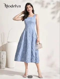 Modelyn フローラルプリント ノースリーブワンピース