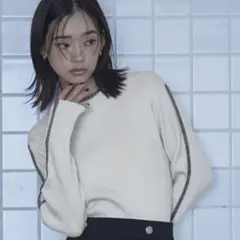 miette 配色ラインラメリブニット