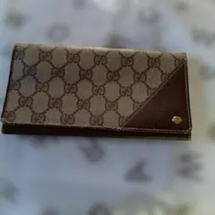 GUCCI オールドグッチ GG柄 長財布 PVCレザー ブラウン ヴィンテージ
