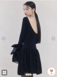 EIMY ISTOIRE ボートネックバルーンニットミニワンピース