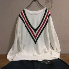 美品【BEAUTY&YOUTH】コットン100％ Vネック ニット 白