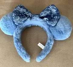 ディズニー カチューシャ ミニー 青 ふわふわ スパンコール リボン ブルー