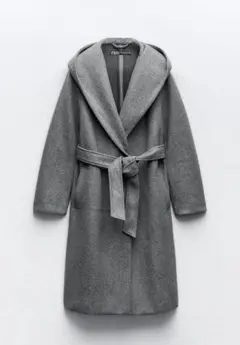 ZARA フーデットソフトコート グレー S
