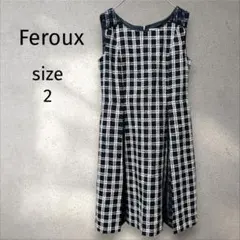 ✨️美品✨️フェルゥ＊ツイード チェック ワンピース ネイビー 【2】 M相当のサムネイル
