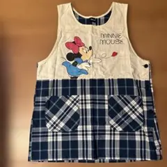 ミニーマウス エプロン ネイビー チェック