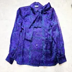 ジバンシー シルク ボウタイ ブラウス 総柄 パープル ヴィンテージ オールドのサムネイル
