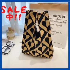 【人気】 ニット バック トートバック  黒 ベージュ エコバック ミニバック