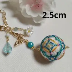 絹糸 小さな手まり 夜空のお星様 バッグチャーム 天然石 ハンドメイド