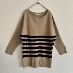 ナイスクラップ ラメニット セーター チュニック ボーダー ドルマン 洗える 美