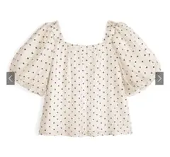 GRL ドット柄シアーバルーンスリーブブラウス