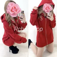 新品タグ付♡EVRIS♡エヴリス　刺繍ロゴ　ジップアップパーカー　ミニワンピ