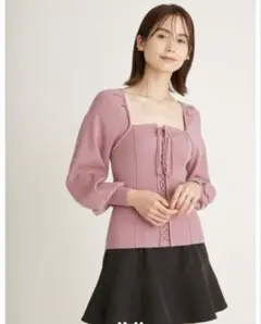 SNIDEL レースアップデザインニットプルオーバー