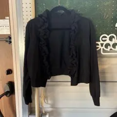 №26美品フリル付きブラックカーディガンM~L