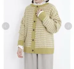 Samansa Mos2 ラーベン編み前後2WAYニット　フリーサイズ　グリーン