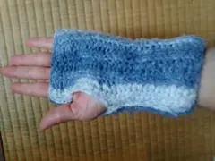 手編み 青系グラデーション アームカバー 2個セット