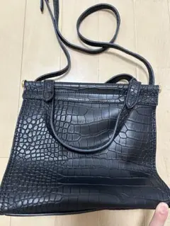 クロコダイル風黒ミニトートバッグ